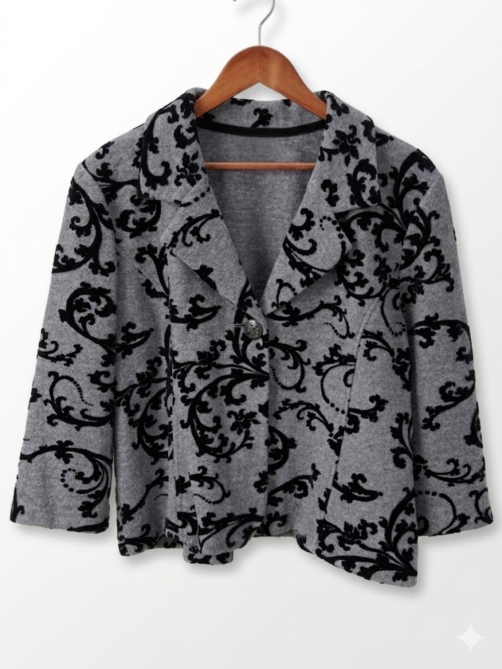 Coldwater Creek NWT 100% Wool Velvet Burnout Blazer Jacket Size XL